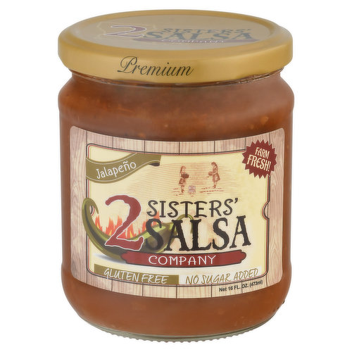 2 Sisters' Salsa Company Salsa, Premium, Jalapeno