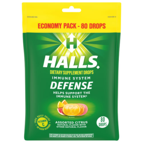 Halls HALLS Defense Assorted Citrus Vitamin C Drops, Economy Pack, 80 Drops