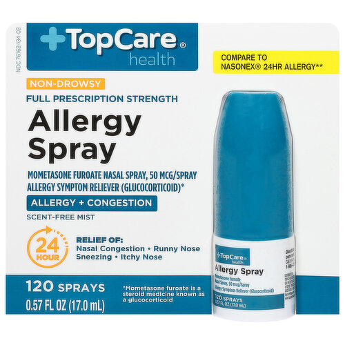 TopCare Allergy Spray, Non-Drowsy, Full Prescription Strength, 50 mcg