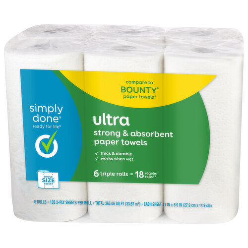 Simply Done Paper Towels, Simple Size Select, Ultra, 2 Ply