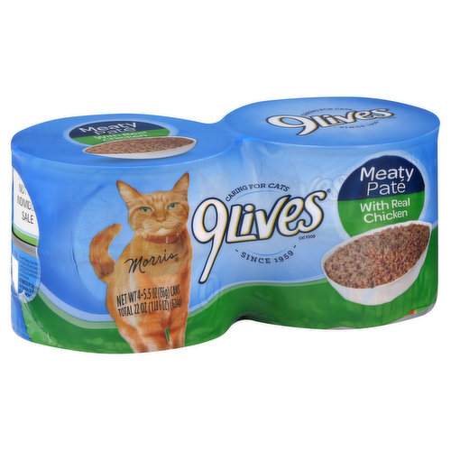 Caring for cats since 1959. 100% complete nutrition for adult cats. www.9lives.com. Comments or Questions: Call 1-888-495-4837 weekdays. Please refer to code No. 1 stamped on the end of the can. Visit us at: www.9lives.com. Please recycle.