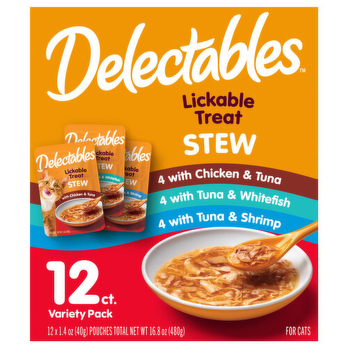 Delectables Cat Treats, Lickable Stew, Variety Pack