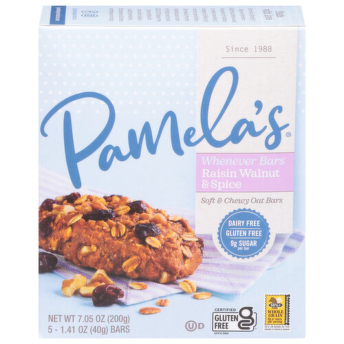 Pamela's Oat Bars, Soft Chewy, Raisin Walnut & Spice