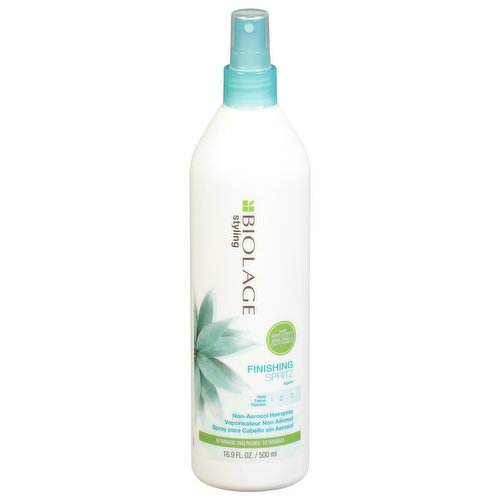 Same great formula. Hold 3. No parabens. Firm hold. Biolage Finishing Spritz provides hold to any style.