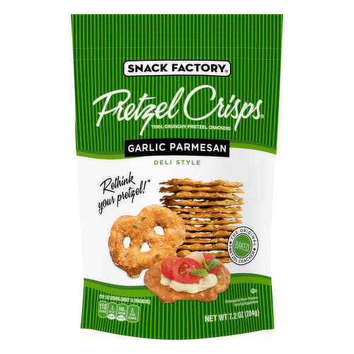 Snack Factory Pretzel Crisps, Garlic Parmesan, Deli Style