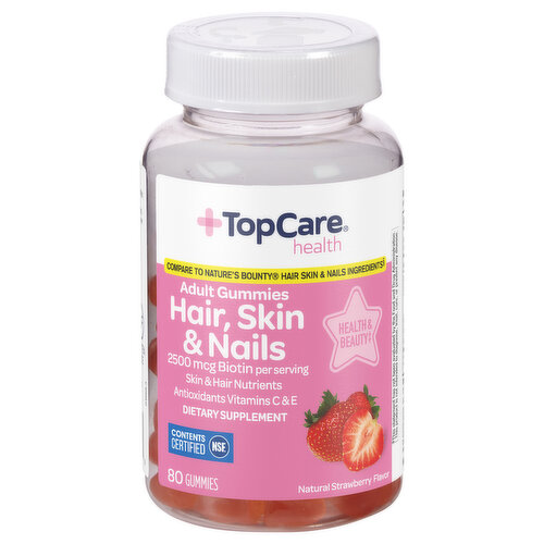 TopCare Hair, Skin & Nails, 2500 mcg, Adult Gummies, Strawberry Flavor