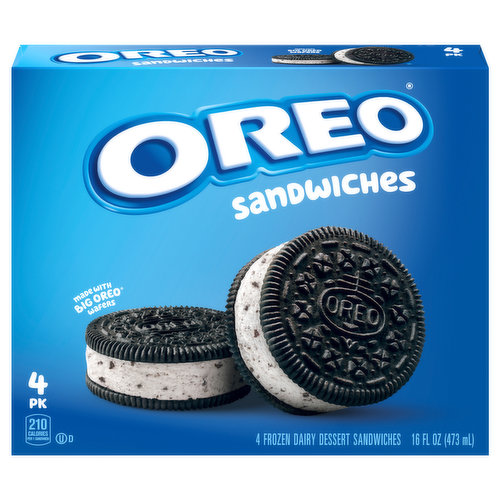 Oreo Frozen Dairy Dessert Sandwiches, 4 Pack