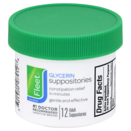 Other Information: Store container tightly closed. Keep away from excessive heat. Mouth of jar sealed for safety. If foil imprinted with green Fleet emblem is missing or torn, do not use. Misc: Laxative. Constipation relief in minutes. Gentle and effective. No. 1 doctor recommended laxative brand.