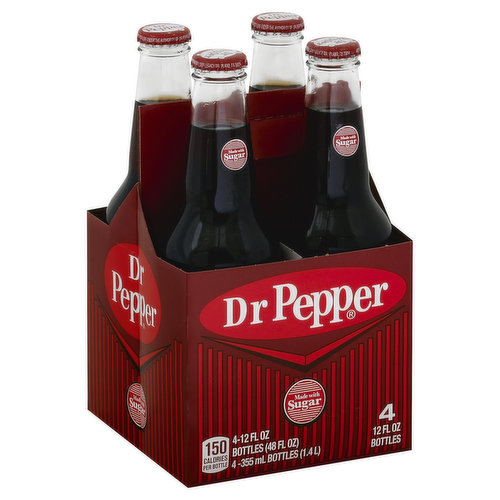 Dr. Pepper Real Sugar Soda, 12 Ounce (12 Bottles)