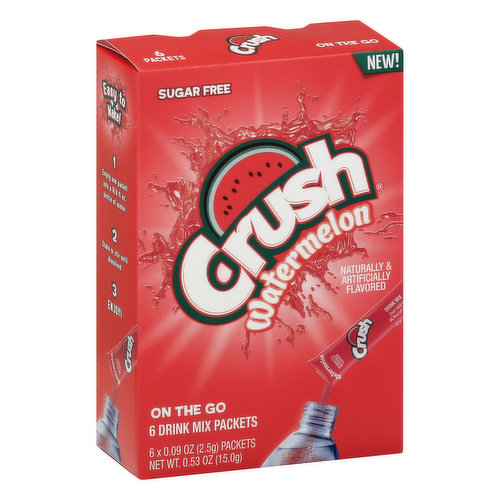 Crush Drink Mix Packets, Sugar Free, Watermelon, On The Go