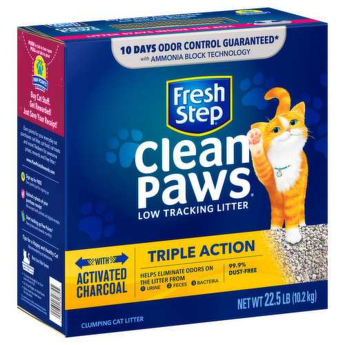 Fresh Step Clean Paws Clumping Cat Litter, Low Tracking, Multi-Cat - 22.5 lb