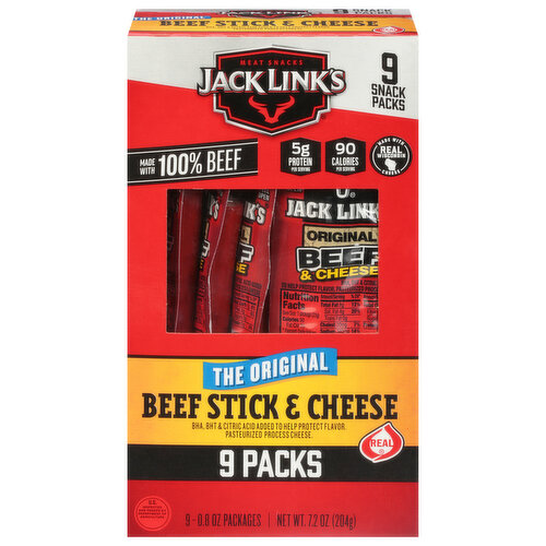 Jack Link's Beef Stick & Cheese, The Original, 9 Packs