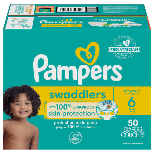 Pampers Diapers, Active Baby, Size 6 (35+ lb), Super Pack