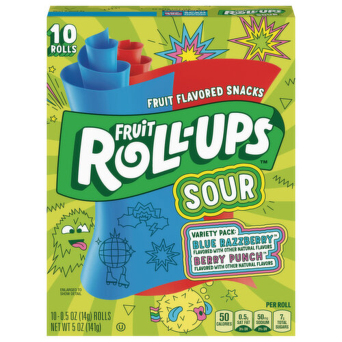 Fruit Roll-Ups Fruit Flavored Snacks, Blue Razzberry/Berry Punch, Variety Pack