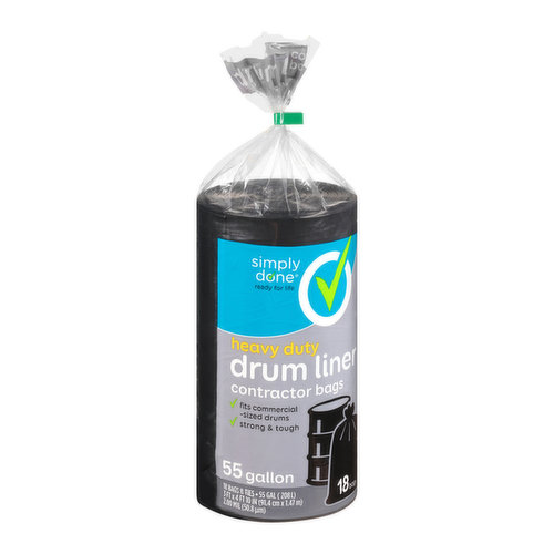 55 Gallon Drum Liner Trash Bags (50 Count) Heavy Duty 2-Mil Thick Tough,  Black