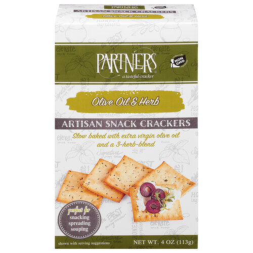 Partners Snack Crackers, Olive Oil & Herb, Artisan