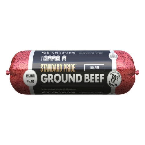Prepare an amazing dinner with Standard Pride 73% lean, 27% fat ground beef. This ground beef offers a 73% lean point for the perfect flavor, taste and consistency. Use in your favorite burger, taco, chili or casserole recipe to make your meal a hit.