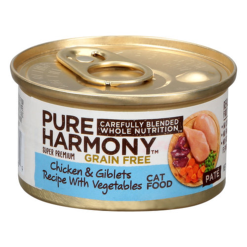 Pure Harmony Cat Food, Super Premium, Grain Free, Chicken & Giblets Recipe with Vegetables, Pate