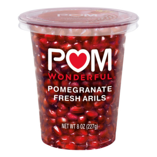 Antioxidants on the go. Take antioxidants with you when you grab a cup of POM Pomegranate Fresh Arils. Enjoy a satisfying snack with a healthy burst of sweet flavor wherever you go.
