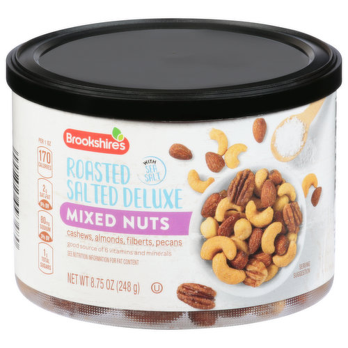 When it comes to first-rate, delicious snacking you can't go wrong with Brookshire's deluxe roasted mixed nuts. That's because they're big on nutrients while offering a variety of delicious tastes and textures to please your palate and satisfy your cravings. So get in the mix - and enjoy!