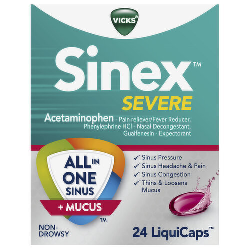 Vicks Acetaminophen, Severe, Non-Drowsy, LiquiCaps