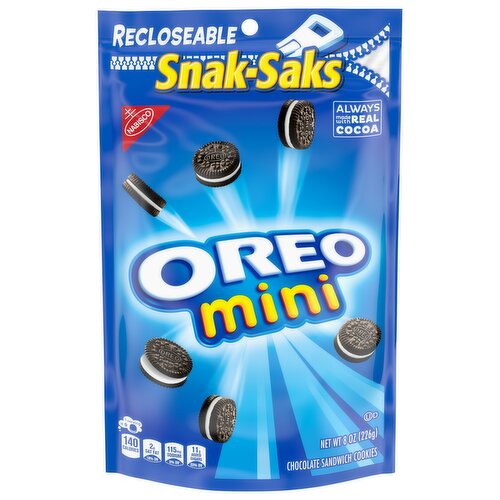 OREO Mini Chocolate Sandwich Cookies, Snak-Saks, 8 oz