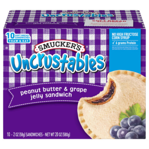 Uncrustables® Peanut Butter & Grape Jelly Sandwich, 10-Count Pack