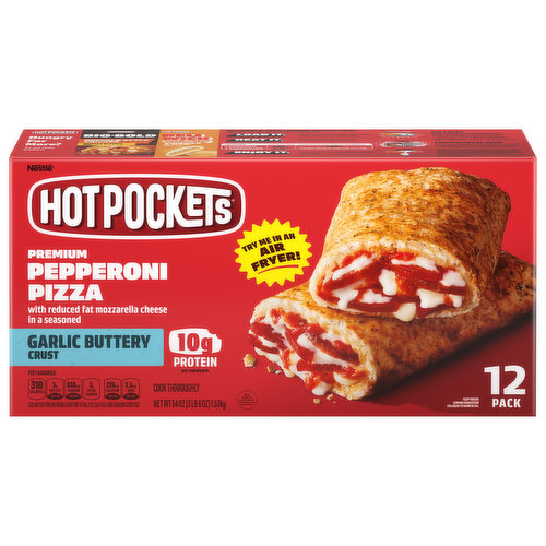 Hot Pockets Crust, Pepperoni Pizza, Premium, Garlic Buttery, 12 Pack