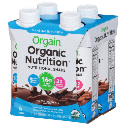 Orgain Clean Protein Protein Shake, Creamy Chocolate Fudge Flavor, 4 Pack - 4 pack, 11 fl oz cartons