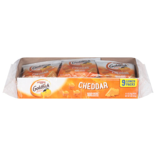 Goldfish Baked Snack Crackers, Cheddar, 9 Lunch Packs