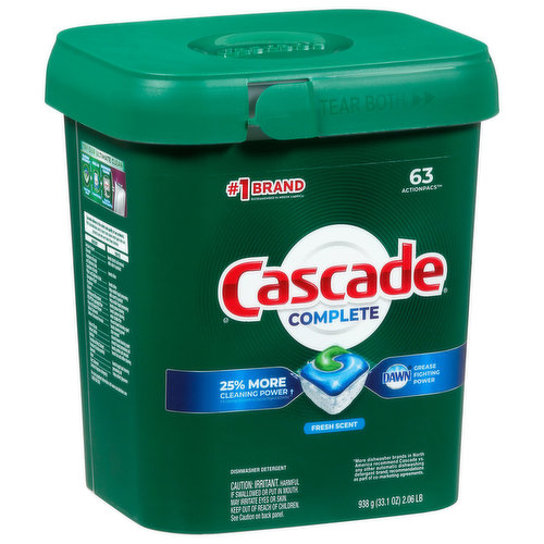 Cascade Dishwasher Detergent, Fresh Scent, ActionPacs