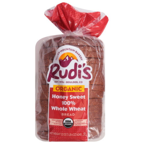 Rudi's Bread, Organic, 100% Whole Wheat, Honey Sweet