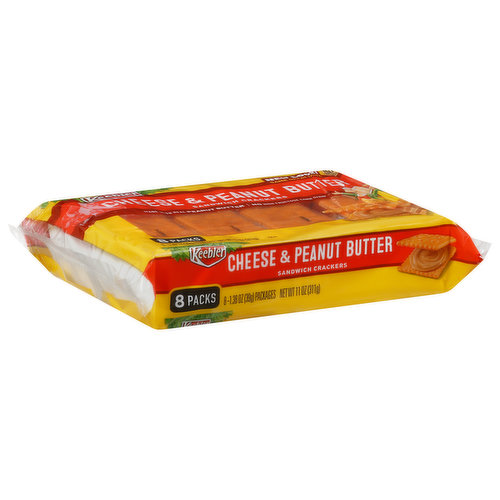 Keebler Sandwich Crackers, Cheese & Peanut Butter, 8 Packs