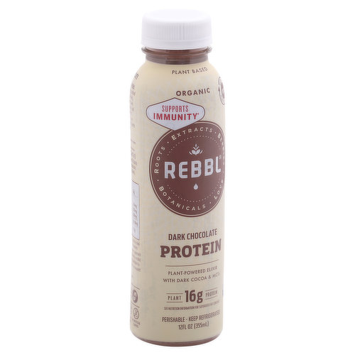 Rebbl Plant- Powered Elixir, Organic, Dark Chocolate, Protein