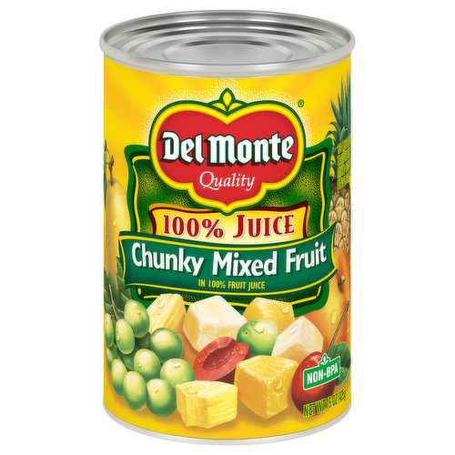 Quality. In 100% fruit juice. Picked and packed at the peak of ripeness.