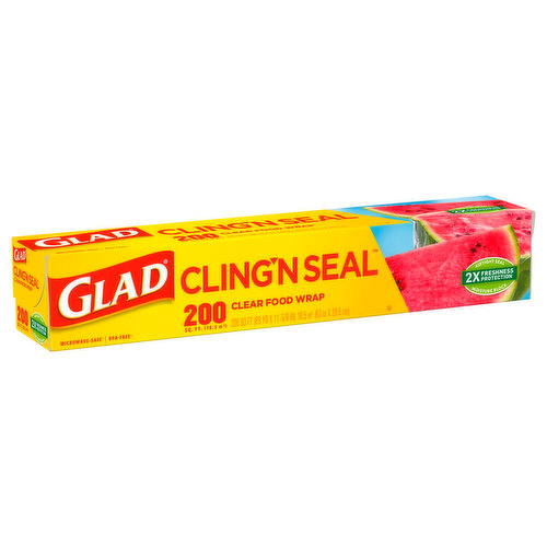 Glad Cling `N Seal Plastic Food Wrap 200 square feet