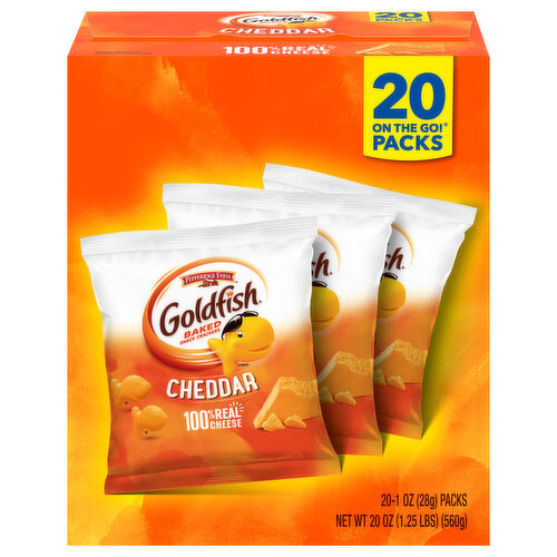 Goldfish Baked Snack Crackers, Cheddar, 20 On the Go Packs