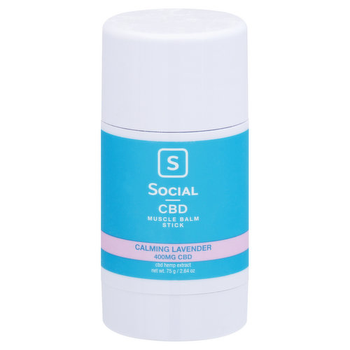 Social CBD Muscle Balm Stick, Calming Lavender, CBD