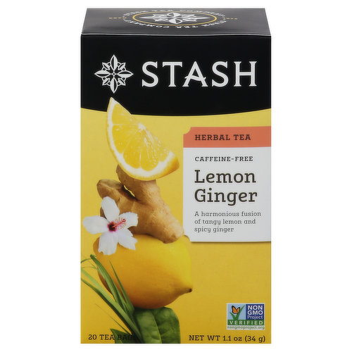 Stash Herbal Tea, Caffeine-Free, Lemon Ginger, Tea Bags