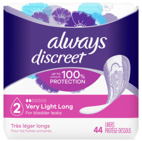 Always Discreet Liners, Very Light Long, Lightly Scented
