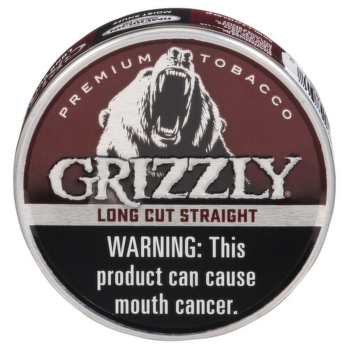 Grizzly Moist Snuff, Premium, Long Cut Straight