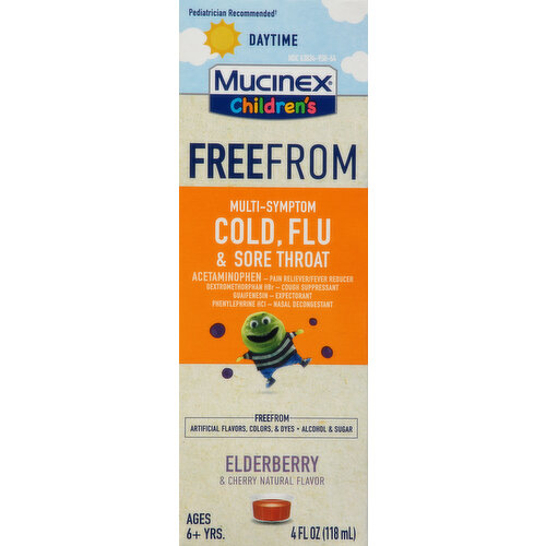 Mucinex Cold, Flu & Sore Throat, Multi-Symptom, Daytime, Elderberry & Cherry