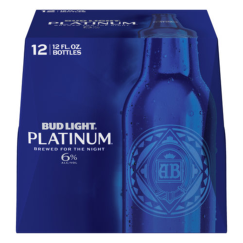Brewed for the night. Find out what's in your beer. Enjoy responsibly. budlight.com. www.budlightplatinum.com. Learn more at: budlight.com. For more information about our products call 1-800-Dial Bud (1-800-342-5283) or visit us at www.budlightplatinum.com. Please recycle. 6% alc/vol. 12