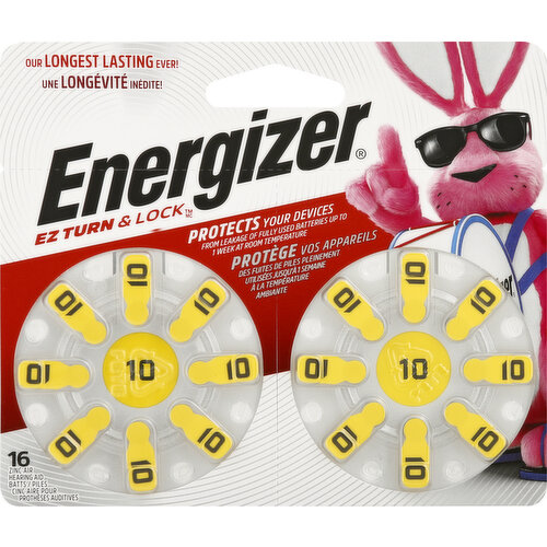 Energizer Batteries, Hearing Aid, Zinc Air, 10