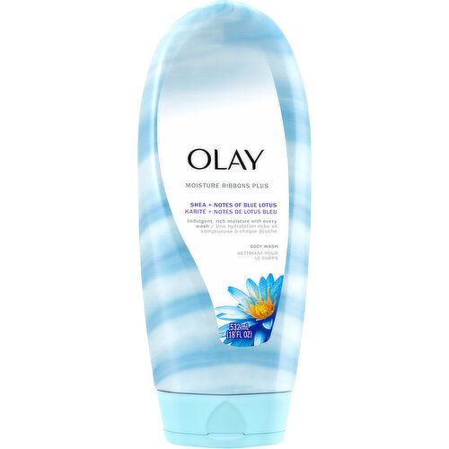 Olay Body Wash, Moisture Ribbons Plus, Shea + Notes of Blue Lotus