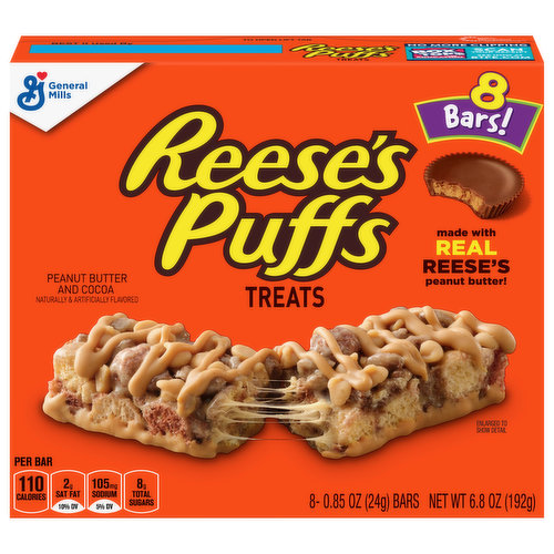 Reese's Puffs Treat Bars, Peanut Butter and Cocoa