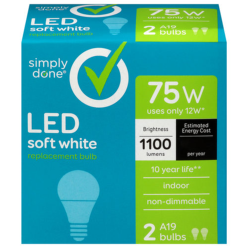 Simply Done Light Bulbs, LED, Soft White, 12 Watts