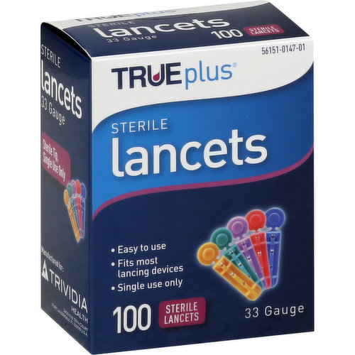 Easy to use. Fits most lancing devices. Sterile tip, single use only. Made in China.