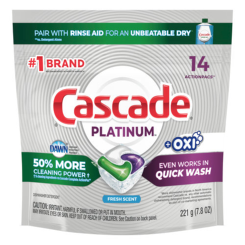Cascade Dishwasher Detergent, Fresh Scent, Actionpacs
