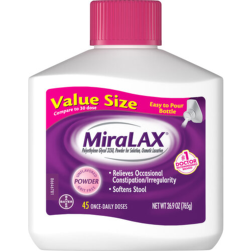 MiraLAX Osmotic Laxative, Grit Free, Powder, Value Size